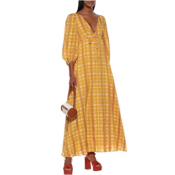 Staud Amaretti Dress in Mustard Plaid - Picture 1 of 9